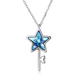 925 Silver Crystal Star Pendant Necklace Elegant Gift for Her