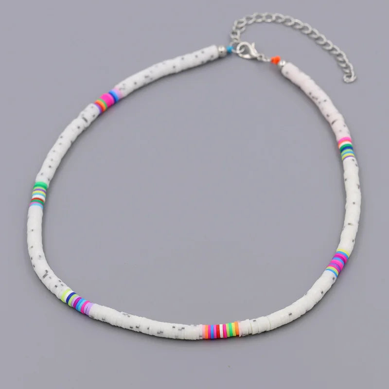 Boho Multicolor Polymer Clay Choker Necklace