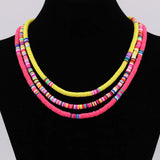 Boho Multicolor Polymer Clay Choker Necklace