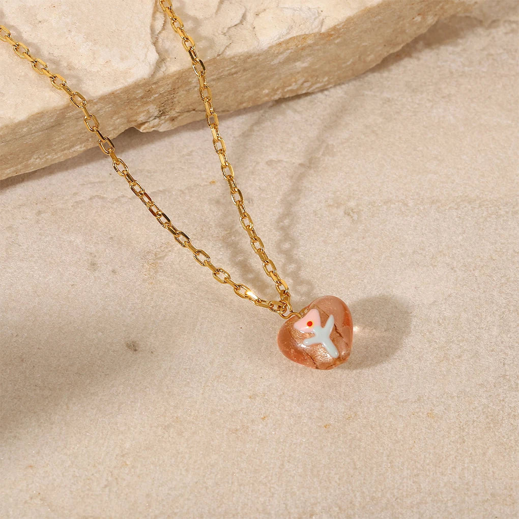 Heart Pendant Choker Necklace Women Solid Jewelry