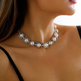 Geometric Squares Pearls Choker Necklace Jewelry