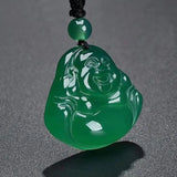 Green Agate Big Belly Maitreya Laughing Buddha Pendant Necklace Gift