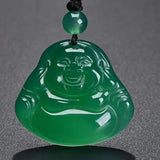 Green Agate Big Belly Maitreya Laughing Buddha Pendant Necklace Gift