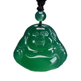Green Agate Big Belly Maitreya Laughing Buddha Pendant Necklace Gift