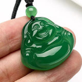 Green Agate Big Belly Maitreya Laughing Buddha Pendant Necklace Gift