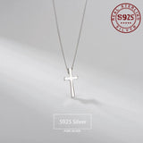 Real 925 Sterling Silver Cross Pendant Necklace for Women