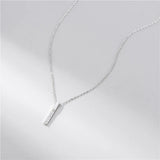 925 Silver Crystal Square Bar Pendant Necklace for Bride Wedding