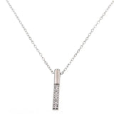 925 Silver Crystal Square Bar Pendant Necklace for Bride Wedding