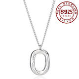 925 Sterling Silver Irregular Ellipse Pendants Necklace for Women Bride Wedding