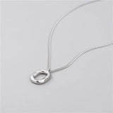 925 Sterling Silver Irregular Ellipse Pendants Necklace for Women Bride Wedding