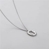 925 Sterling Silver Irregular Ellipse Pendants Necklace for Women Bride Wedding