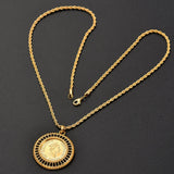 Women Queen Coin Pendant Necklace Short Jewelry Female