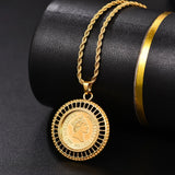 Women Queen Coin Pendant Necklace Short Jewelry Female