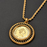 Women Queen Coin Pendant Necklace Short Jewelry Female
