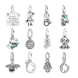 Silver 925 Necklaces Pendants Punk Band Ball Daisy Flower Dog Queen Bee Crown