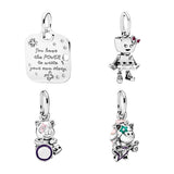 Silver 925 Necklaces Pendants Punk Band Ball Daisy Flower Dog Queen Bee Crown