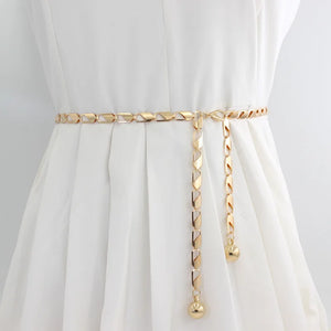 Women Metal Hook Adjustable Waist Chain All-Match Decorative Dress Belt