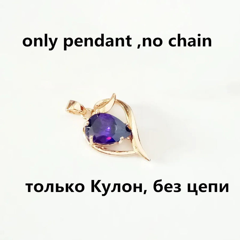 Heart CZ Women Pendant 585 Necklace Jewelry