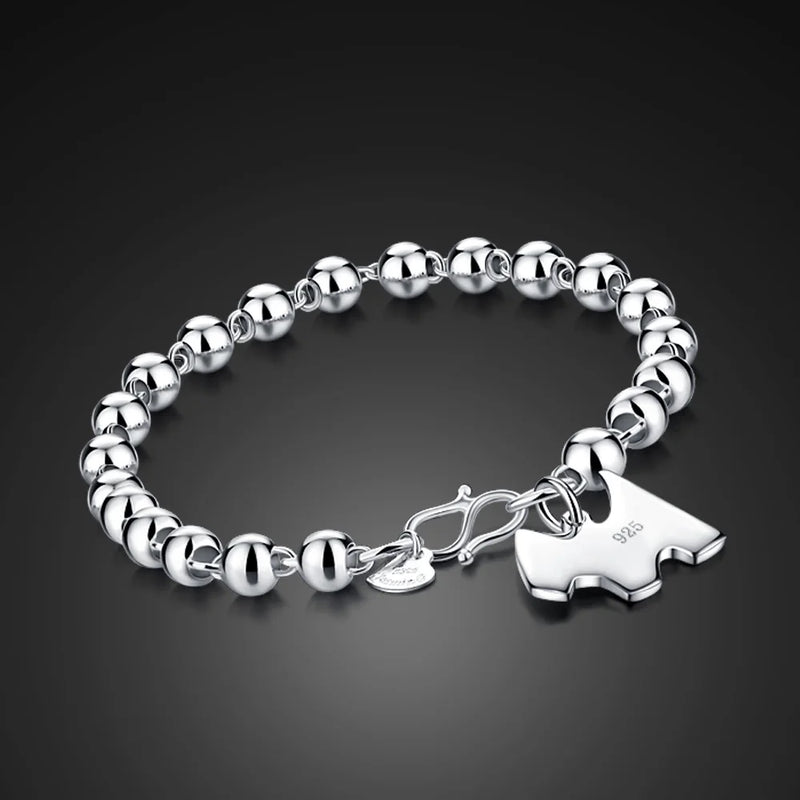 925 Silver Dog Pendant Bracelet for Girls Gift