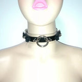 Sexy Harajuku Leather Choker Necklace Flower O-Round Rivets Collar