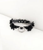 Sexy Harajuku Leather Choker Necklace Flower O-Round Rivets Collar