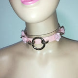 Sexy Harajuku Leather Choker Necklace Flower O-Round Rivets Collar