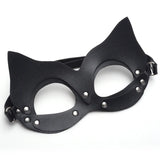 Vintage Leather Cat Hair Cosplay Rivet Head Mask