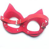 Vintage Leather Cat Hair Cosplay Rivet Head Mask