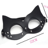 Vintage Leather Cat Hair Cosplay Rivet Head Mask