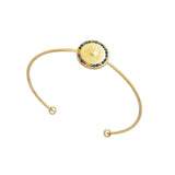 Heart Round Crystal Open Bangle Stainless Steel Plated Vintage Jewelry