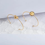 Heart Round Crystal Open Bangle Stainless Steel Plated Vintage Jewelry