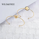 Heart Round Crystal Open Bangle Stainless Steel Plated Vintage Jewelry