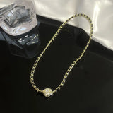 Women PU Leather Necklace Pendant Chain Sweater Magnetic Necklace