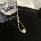 Women PU Leather Necklace Pendant Chain Sweater Magnetic Necklace