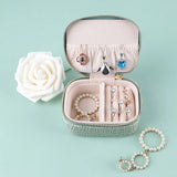 Women PU Leather Jewelry Box Organizer Earrings Necklaces Rings Case