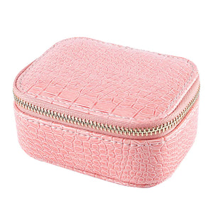 Women PU Leather Jewelry Box Organizer Earrings Necklaces Rings Case