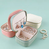 Women PU Leather Jewelry Box Organizer Earrings Necklaces Rings Case