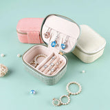 Women PU Leather Jewelry Box Organizer Earrings Necklaces Rings Case