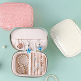 Women PU Leather Jewelry Box Organizer Earrings Necklaces Rings Case