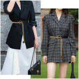 PU Leather Waistband with Chain for Dress Skirt Wide Belts