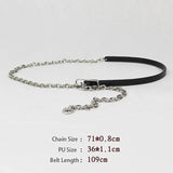 PU Leather Waistband with Chain for Dress Skirt Wide Belts