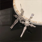 Zircon Flower Drop Earrings S925 Silver