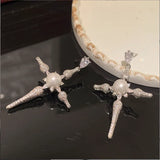 Zircon Flower Drop Earrings S925 Silver