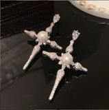 Zircon Flower Drop Earrings S925 Silver