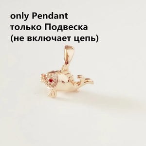 Rose 585 Women Pendant Cubic Zircon Fish Shape Pendants