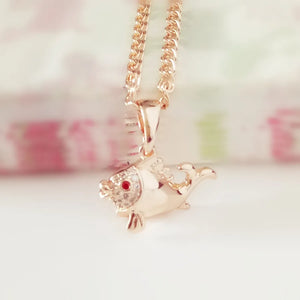 Rose 585 Women Pendant Cubic Zircon Fish Shape Pendants