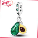 925 Sterling Silver Green CZ Zircon Avocado Pendant