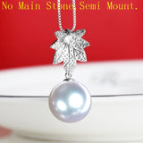 925 Sterling Silver Pearl Bead Pendant Semi Mount CZ Jewelry Setting