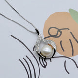 Freshwater Pearl Pendant Silver Necklace for Women