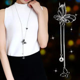 Crystal Pendant Necklace Sweater Chain Drop Long Paragraph Women Jewelry